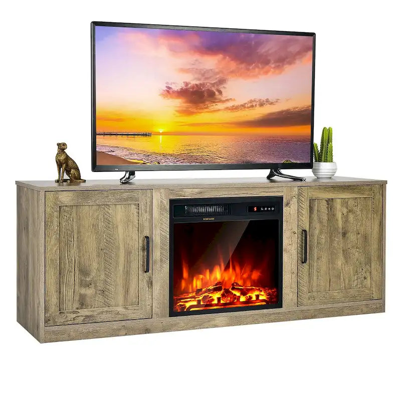Costway 58 Fireplace TV Stand Entertainment Console W/ 18 Electric