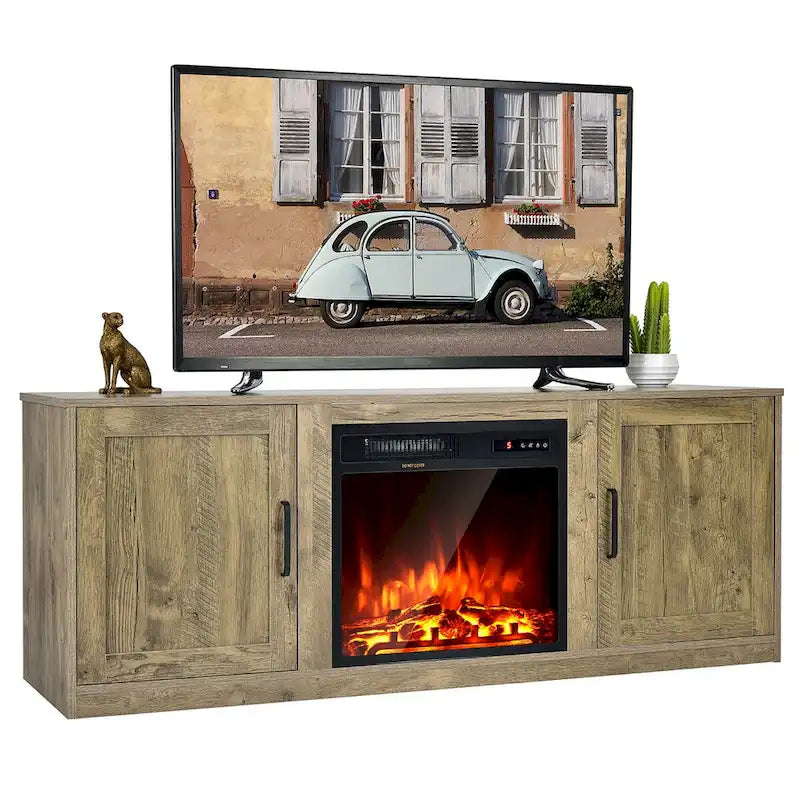 Costway 58 Fireplace TV Stand Entertainment Console W/ 18 Electric