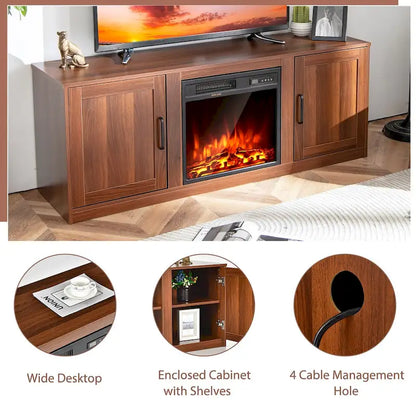 Costway 58 Fireplace TV Stand Entertainment Console W/ 18 Electric