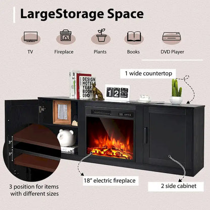 Costway 58 Fireplace TV Stand Entertainment Console W/ 18 Electric