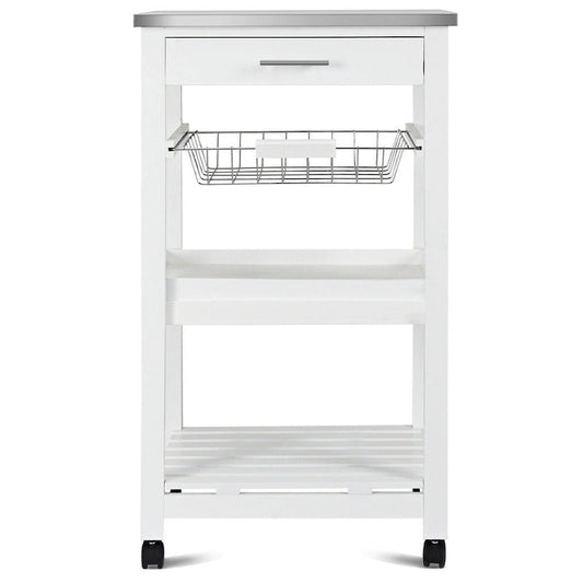Rolling Kitchen Trolley Storage Basket And Drawers Cart - 18.5 x 14.5 x 33 ( L x W x H )