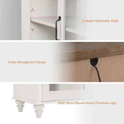LED TV Stand for 75 Inch TV, 3-in-1 TV Cabinet & Side Table Set, White - 67 Inch
