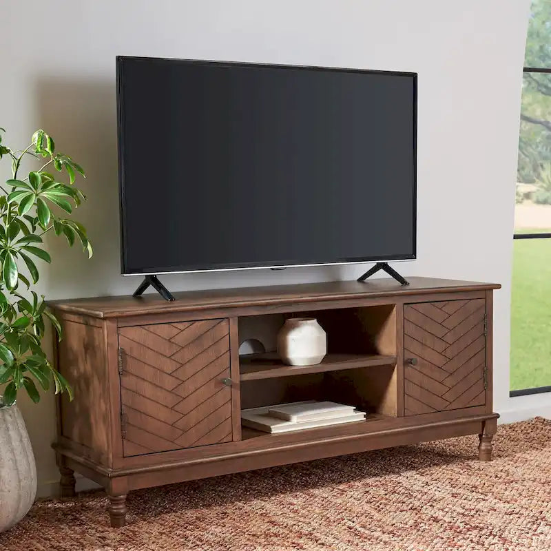 SAFAVIEH Echo 2-Door 2-Shelf Storage TV Media Stand - 47.3 W x 15.8 L x 20 H - 47Wx16Dx20H