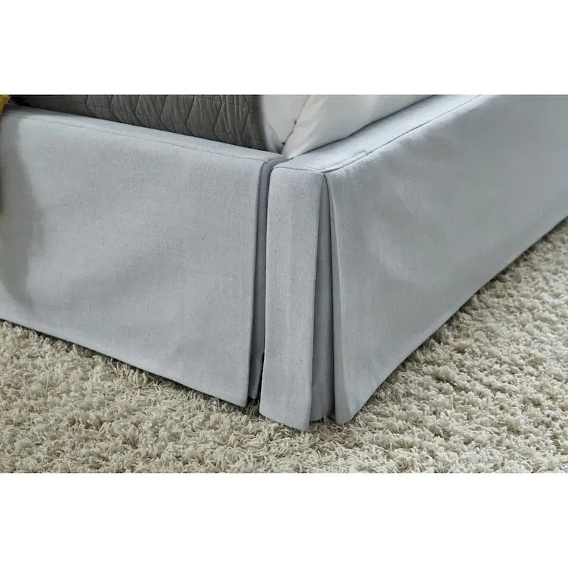 Shelby Upholstered Skirted Sky Blue Storage Panel Bed