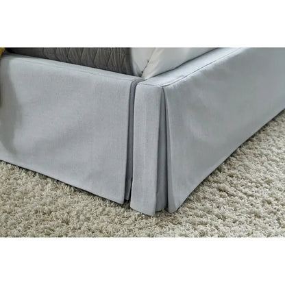 Shelby Upholstered Skirted Sky Blue Storage Panel Bed