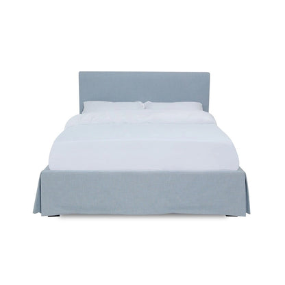 Shelby Upholstered Skirted Sky Blue Storage Panel Bed