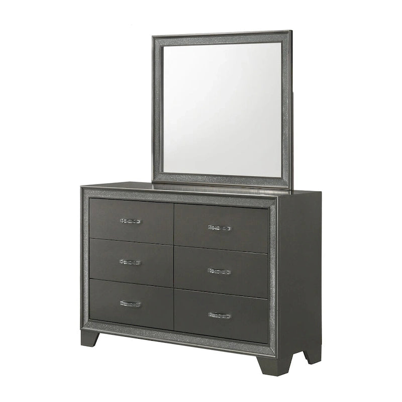 Hoyt Dark Gray Faux Leather Upholstered Tufted King Panel Bed