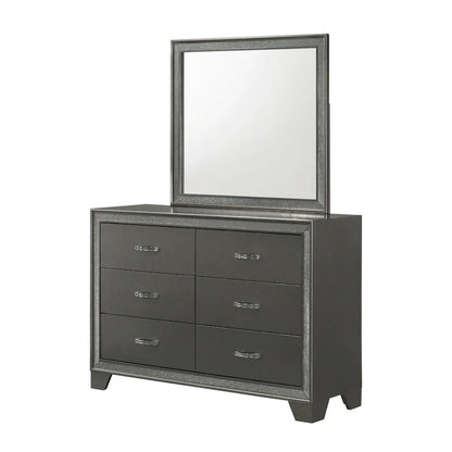 Hoyt Dark Gray Faux Leather Upholstered Tufted King Panel Bed