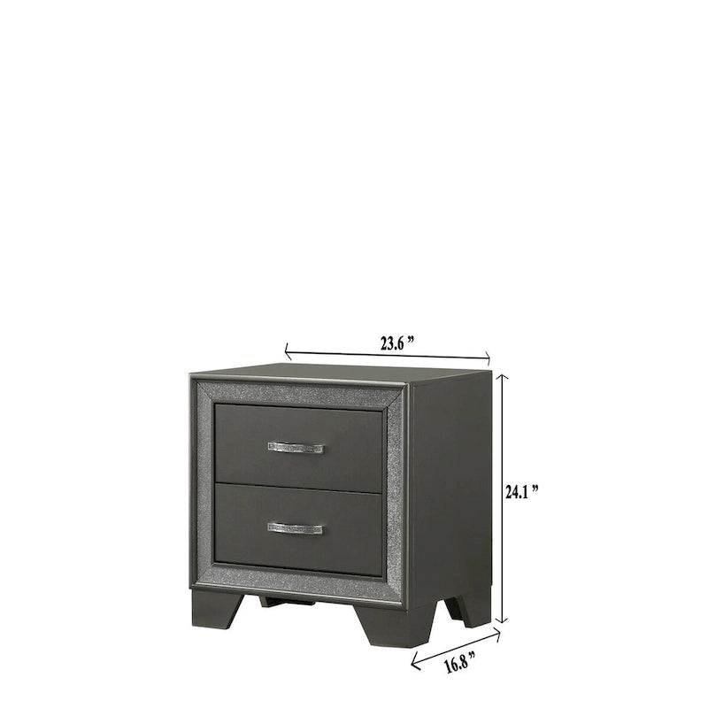 Hoyt Dark Gray Faux Leather Upholstered Tufted King Panel Bed