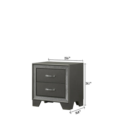 Hoyt Dark Gray Faux Leather Upholstered Tufted King Panel Bed