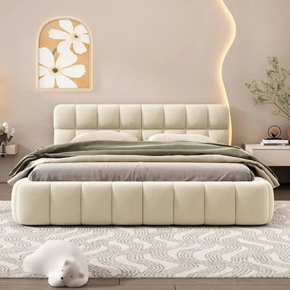 Upholstered Platform Bed with Thick Fabric