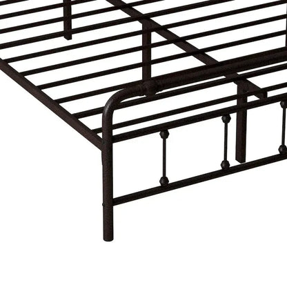 Metal Platform Bed Frame with Wrought Iron-Art Headboard/Footboard