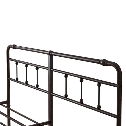 Metal Platform Bed Frame with Wrought Iron-Art Headboard/Footboard