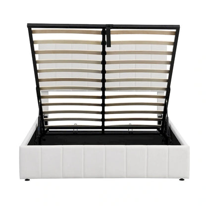 Full size Upholstered Platform bed with a Hydraulic Storage System