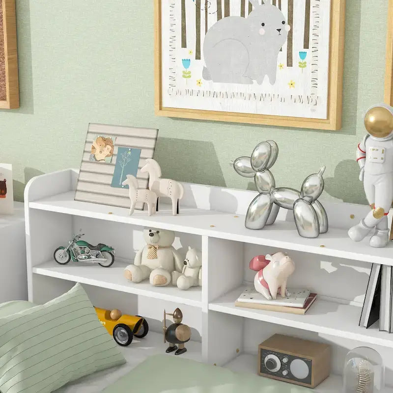 Full Bed with Side Bookcase Drawers