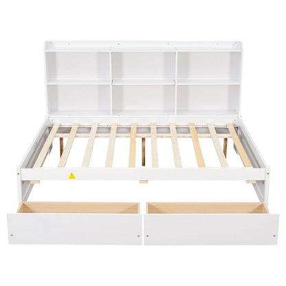 Full Bed with Side Bookcase Drawers