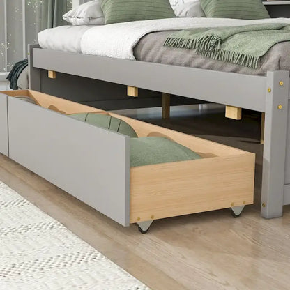 Full Bed with Side Bookcase Drawers