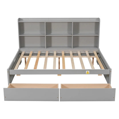 Full Bed with Side Bookcase Drawers