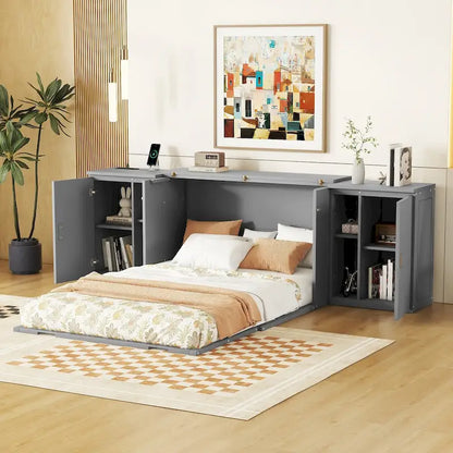 QW Full Size Murphy Bed with Shelves