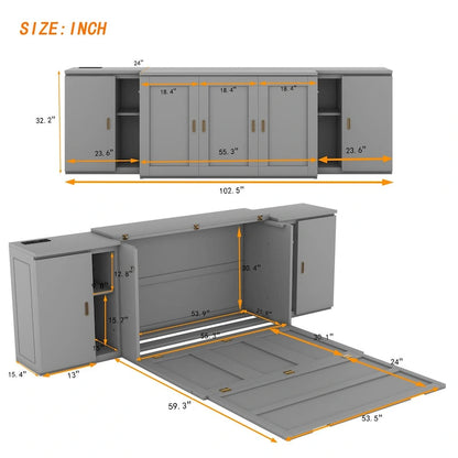 QW Full Size Murphy Bed with Shelves