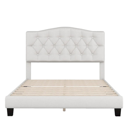 Upholstered Platform Bed with Curved Headboard by Harper&Bright Designs