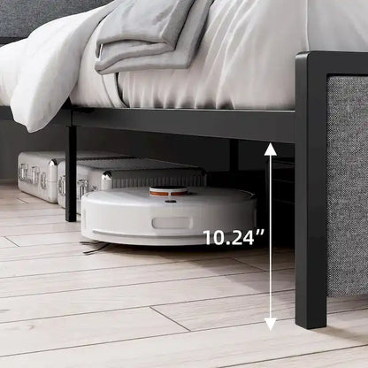 King Size Bed Frame with Storage Headboard and Charging Station