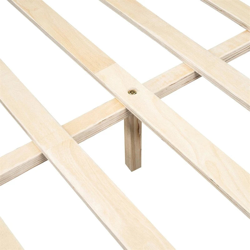 Full Size Leather Upholstered Platform Bed with Wood Frame