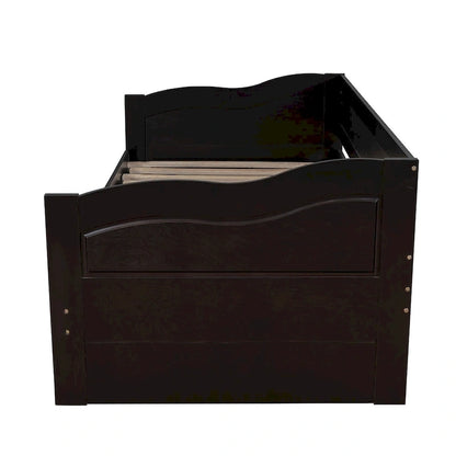 Wooden Daybed with Trundle Bed and Two Storage Drawers