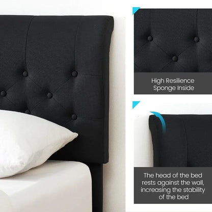 Twin Size Bed Frame with Curved Upholstered Headboard