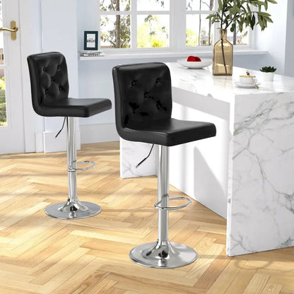 Javlergo Bar Stools Set of 2 Adjustable Swivel PU Leather Barstools with Back and Footrest