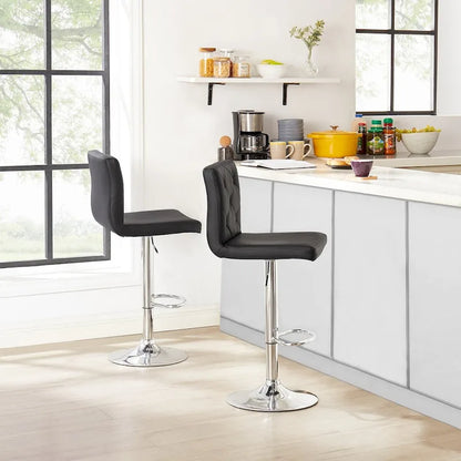 Javlergo Bar Stools Set of 2 Adjustable Swivel PU Leather Barstools with Back and Footrest