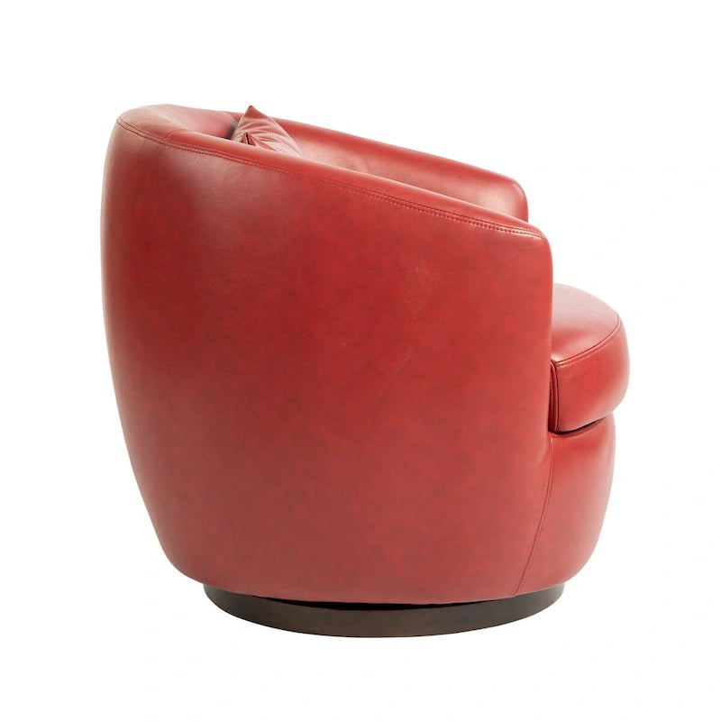 Upholstered Swivel Barrel Armchair with Storage Modern Living Room Side Chair for Bedroom, Office, Reading Spaces- PU