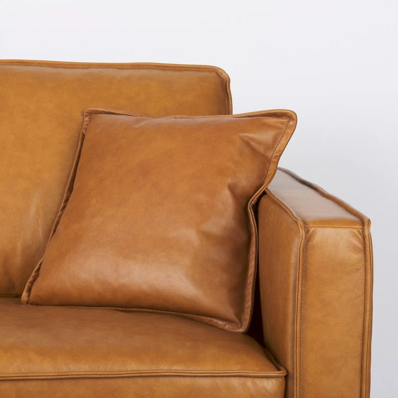 D'Arcy Tan Leather Chaise Sectional - 72.8L x 39.4W x 33.9H