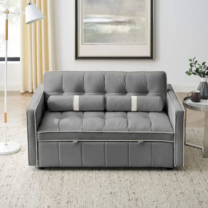 Modern 55.5 Velvet Pull-Out Adjustable Sofa Bed with Side Pockets