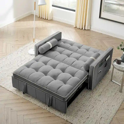 Modern 55.5 Velvet Pull-Out Adjustable Sofa Bed with Side Pockets