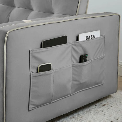 Modern 55.5 Velvet Pull-Out Adjustable Sofa Bed with Side Pockets