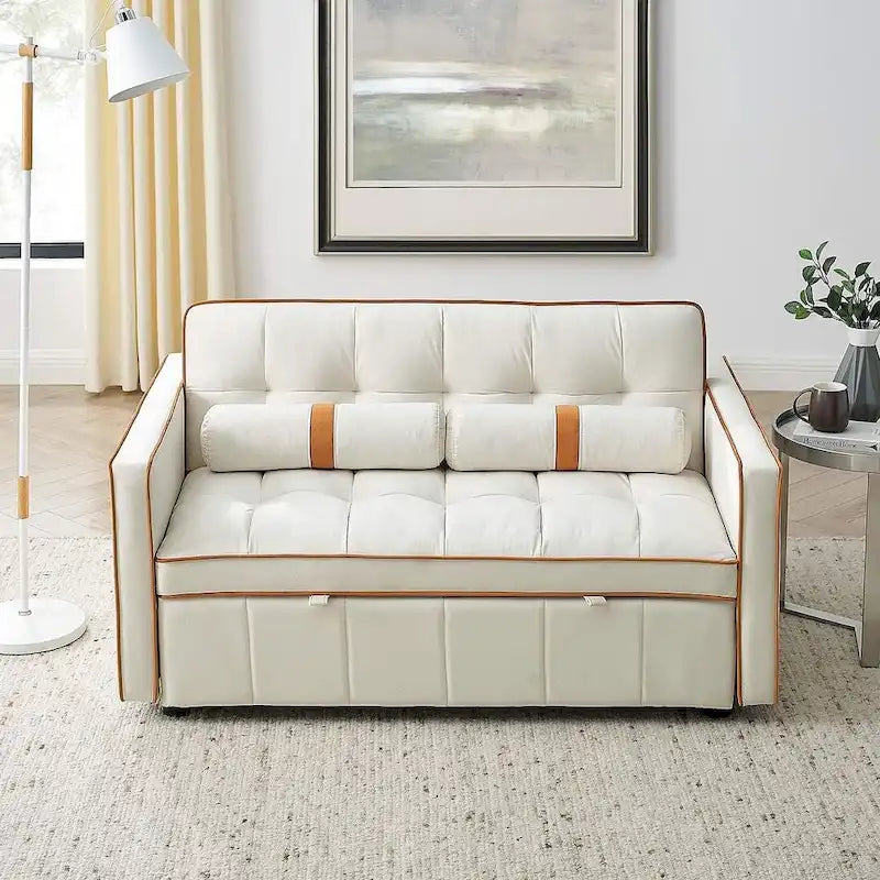 Modern 55.5 Velvet Pull-Out Adjustable Sofa Bed with Side Pockets