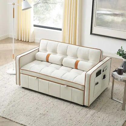 Modern 55.5 Velvet Pull-Out Adjustable Sofa Bed with Side Pockets