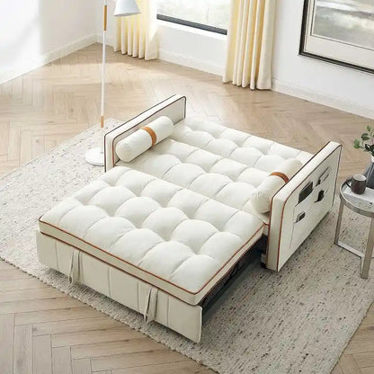 Modern 55.5 Velvet Pull-Out Adjustable Sofa Bed with Side Pockets