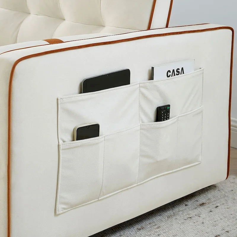 Modern 55.5 Velvet Pull-Out Adjustable Sofa Bed with Side Pockets