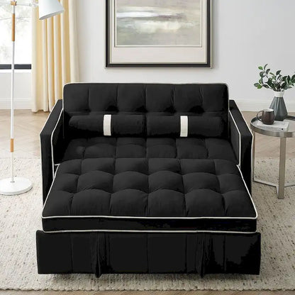 Modern 55.5 Velvet Pull-Out Adjustable Sofa Bed with Side Pockets