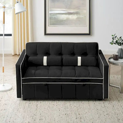 Modern 55.5 Velvet Pull-Out Adjustable Sofa Bed with Side Pockets