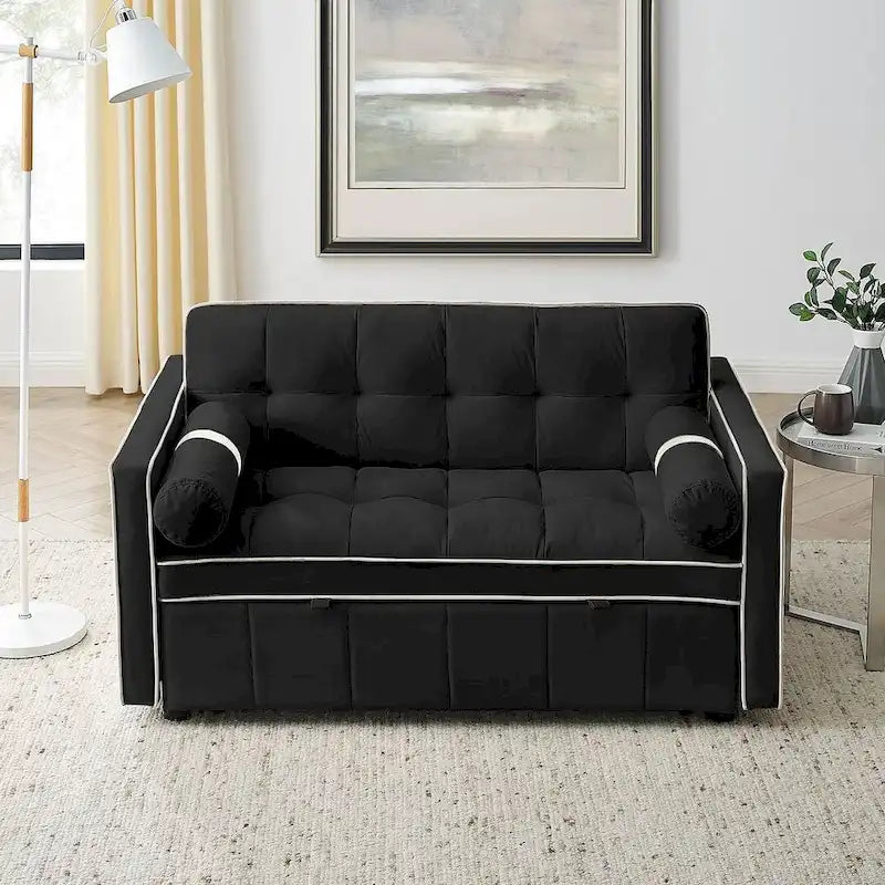 Modern 55.5 Velvet Pull-Out Adjustable Sofa Bed with Side Pockets