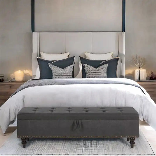59 Bed Bench Ottoman with Storage Fabric