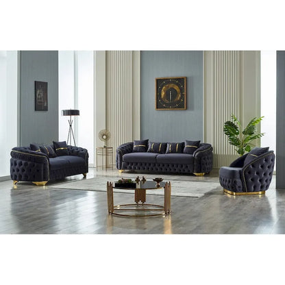 Ashlee 3-Pieces One Sofa One Loveseat One Chair Living Room Set, Tufted Back