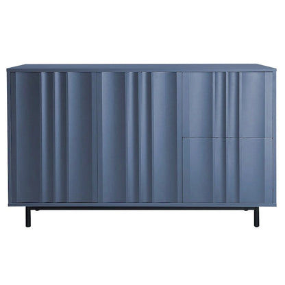 Wave Pattern Storage Cabinet with 2 Doors and 2 Drawers, Adjustable, Suitable for Study,Entrance and Living Room
