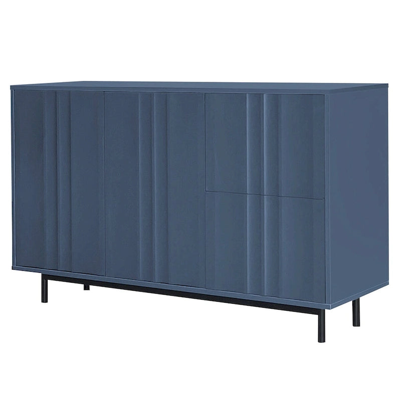 Wave Pattern Storage Cabinet with 2 Doors and 2 Drawers, Adjustable, Suitable for Study,Entrance and Living Room