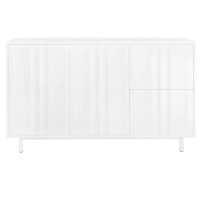 Wave Pattern Storage Cabinet with 2 Doors and 2 Drawers, Adjustable, Suitable for Study,Entrance and Living Room