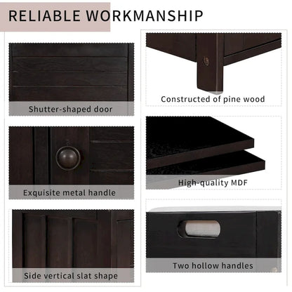 Storage Bench with 3 Shutter-shaped Doors, Shoe Bench with Removable Cushion and Hidden Storage Space