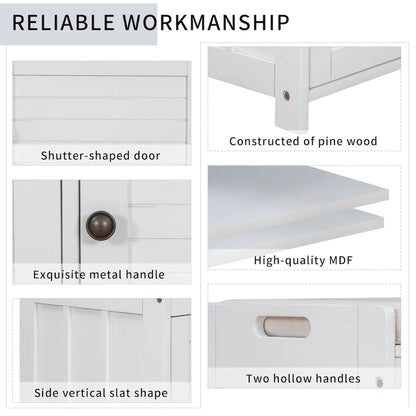 Storage Bench with 3 Shutter-shaped Doors, Shoe Bench with Removable Cushion and Hidden Storage Space